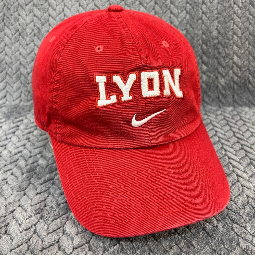 Lyon Embroidered Mens Red Nike Heritage86 Hat Adjustable Strap OSFM